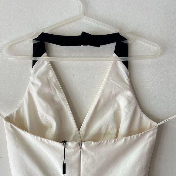 New Halston Heritage layered Skirt Cream Black Cocktail mini Dress, Size 4 - Picture 6 of 15